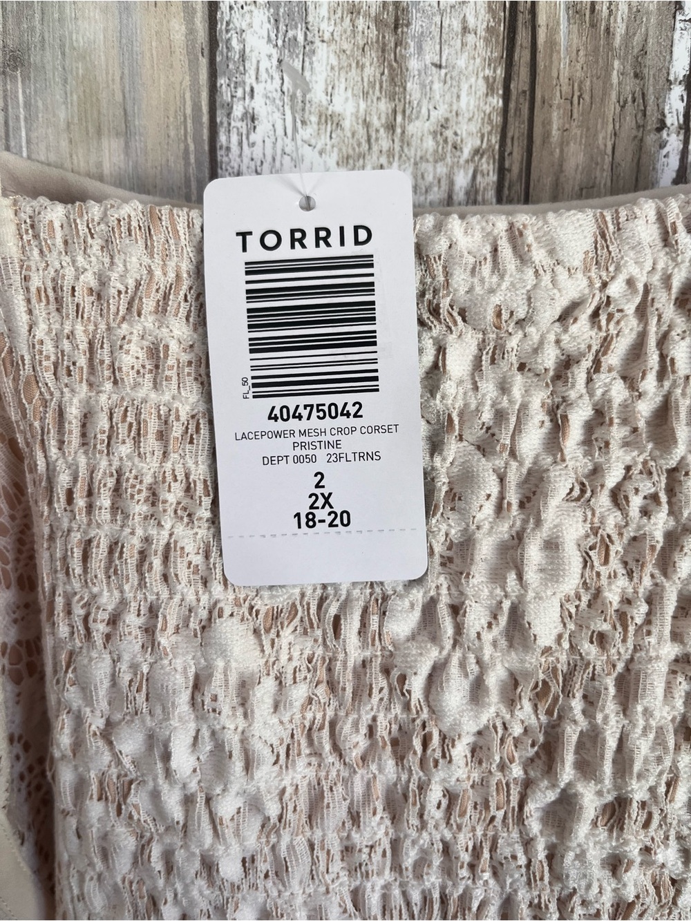 NWT Torrid Lace Power Mesh Corset Crop Top Pristine Cream Size 2 18/20 - Picture 7 of 7